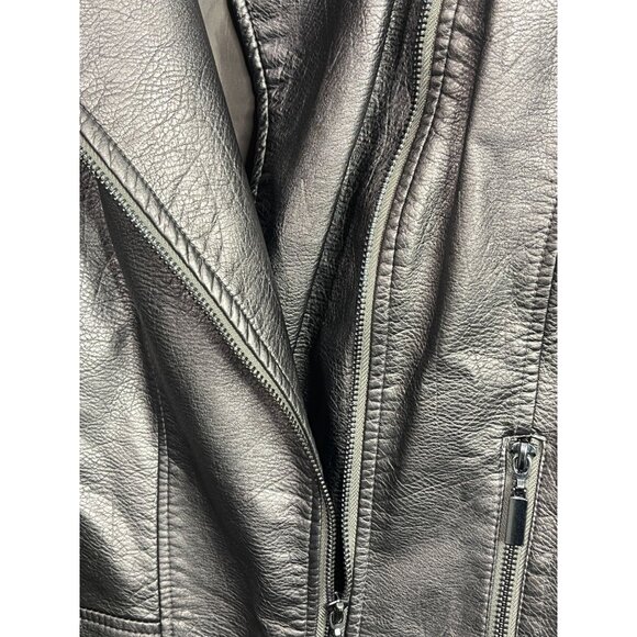 Alfani Metallic Faux Leather Moto Jacket Size Medium - Picture 6 of 16